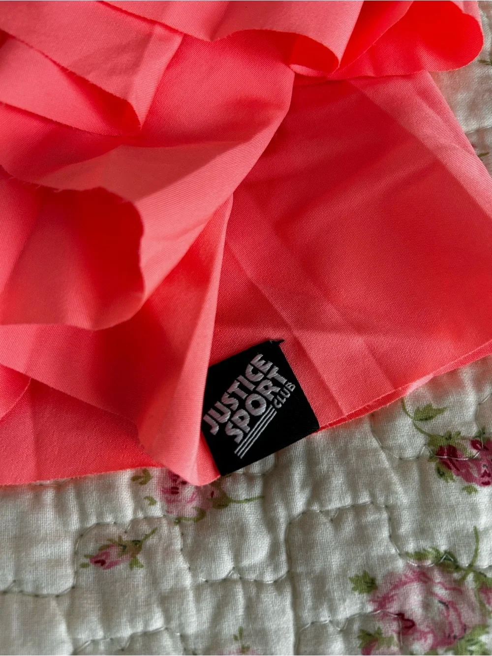 Justice Neon Coral Pleated Skater Skirt